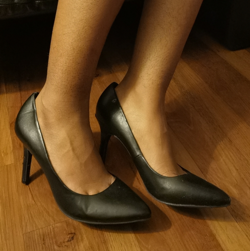 Gently used black devil toed heels